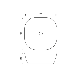 Wolnostojąca umywalka nablatowa Corsan 649995 kwadratowa biała 42 x 42 x 14,5 cm