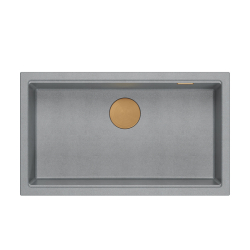 LOGAN 110 GraniteQ zlewozmywak silver stone 76x44x23,5 cm 1-komorowy podwieszany z syfonem manualnym miedziany
