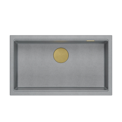 LOGAN 110 GraniteQ zlewozmywak silver stone 76x44x23,5 cm 1-komorowy wpuszczany z syfonem manualnym złoty