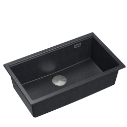LOGAN 110 GraniteQ zlewozmywak black diamond 76x44x23,5 cm 1-komorowy podwieszany z syfonem manualnym stal szlachetna