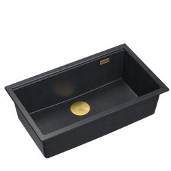 LOGAN 110 GraniteQ zlewozmywak black diamond 76x44x23,5 cm 1-komorowy podwieszany z syfonem manualnym złoty