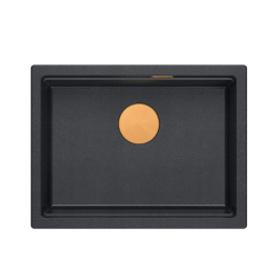 LOGAN 100 GraniteQ zlewozmywak black diamond 59,5x45,1x21,5 cm 1-komorowy podwieszany z syfonem manualnym miedziany