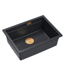 LOGAN 100 GraniteQ zlewozmywak black diamond 59,5x45,1x21,5 cm 1-komorowy podwieszany z syfonem manualnym miedziany