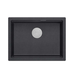 LOGAN 100 GraniteQ zlewozmywak black diamond 59,5x45,1x21,5 cm 1-komorowy podwieszany z syfonem manualnym stal szlachetna