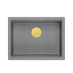 LOGAN 100 GraniteQ zlewozmywak silver stone 59,5x45,1x21,5 cm 1-komorowy podwieszany z syfonem manualnym złoty