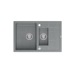 Zlewozmywak kuchenny granitowy MORGAN 156 szary + syfon stalowy PUSH 2 OPEN QUADRON