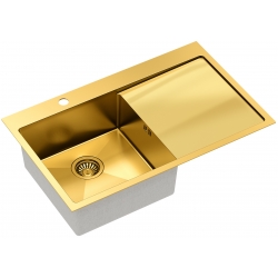 Zlewozmywak kuchenny PVD RUSSEL 111 złoty + syfon złoty QUADRON