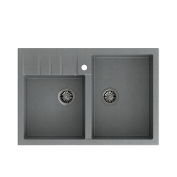 BILL 120 GRANITEQ zlewozmywak nakładany 2-komorowy 900x620x196 mm, silver stone / odpływ stalowy
