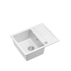Zlewozmywak kuchenny granitowy MORGAN 116 biały + syfon stal szlachetna PUSH-2-OPEN  QUADRON