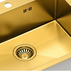 Zlewozmywak kuchenny PVD RUSSEL 110 złoty + syfon złoty QUADRON