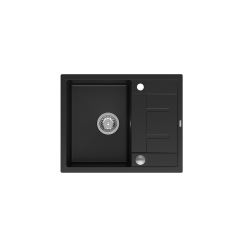 Zlewozmywak kuchenny granitowy MORGAN 116 Very Black czarny mat+ syfon stal szlachetna PUSH 2 OPEN QUADRON