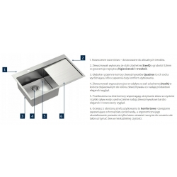 Zlewozmywak kuchenny PVD RUSSEL 111 stalowy + syfon stalowy QUADRON