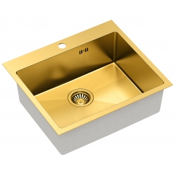 Zlewozmywak kuchenny PVD RUSSEL 110 złoty + syfon złoty QUADRON