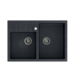 BILL 120 GRANITEQ zlewozmywak nakładany 2-komorowy 900x620x196 mm, black diamont / odpływ stalowy