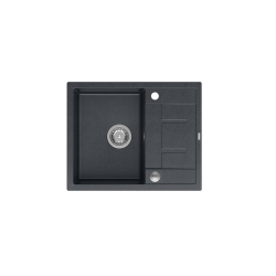 Zlewozmywak kuchenny granitowy MORGAN 116 czarny + syfon stal szlachetna PUSH 2 OPEN QUADRON