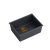 Zlewozmywak kuchenny granitowy podwieszany DAVID 50 black diamont  kwadratowy odpływ + syfon manualny miedziany + zaczepy QUADRON