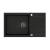 Zlewozmywak kuchenny granitowy EVAN 136 XL GraniteQ pure carbon / czarny mat + syfon stalowy QUADRON
