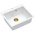 Zestaw zlewozmywak granitowy MORGAN 110 biały + syfon złoty z baterią zlewozmywakową INGRID QLine złota