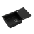 Zlewozmywak kuchenny granitowy EVAN 136 XL GraniteQ pure carbon / czarny mat + syfon stalowy QUADRON