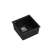 Zlewozmywak kuchenny granitowy podwieszany DAVID 40 VERY BLACK czarny mat kwadratowy odpływ + syfon manualny stal szczotkowana + zaczepy QUADRON
