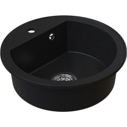 Ditto ring Czarny – zlewozmywak granitowy, Ø510x180mm Syfon Gratis