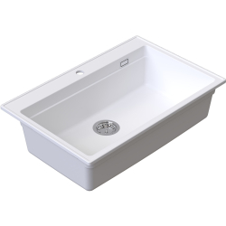 ABSOL 80 Biały zlewozmywak granitowy, 76×50x21,5cm Syfon Gratis Akcesoria
