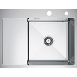 LINAR 120 P Zlewozmywak Stal Szczotkowana wpuszczany 620x480 mm ociekacz przelew standardowy syfon manualny Save Space