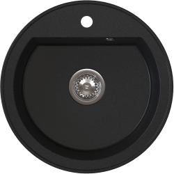 Ditto ring Czarny – zlewozmywak granitowy, Ø510x180mm Syfon Gratis