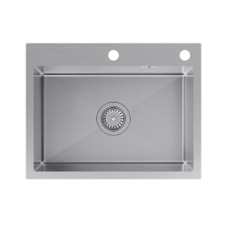 LOOK 60 – zlewozmywak STAL 580×450mm FM (wpuszczany / na równi z blatem), przelew klasyczny, syfon save space