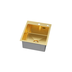 LINAR 40 Zlewozmywak PVD Złoty wpuszczany 400x450 mm przelew standardowy syfon manualny Save Space