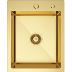 MASIVO 40 PVD ZŁOTO Zlewozmywak wpuszczany / FM 400x500 mm ukryty przelew syfon manualny Save Space