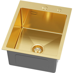 MASIVO 40 PVD ZŁOTO Zlewozmywak wpuszczany / FM 400x500 mm ukryty przelew syfon manualny Save Space