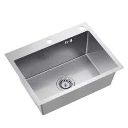 LOOK 60 – zlewozmywak STAL 580×450mm FM (wpuszczany / na równi z blatem), przelew klasyczny, syfon save space