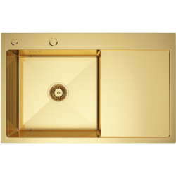 MASIVO 160 L PVD ZŁOTY Zlewozmywak wpuszczany / FM 780x490 mm ukryty przelew syfon manualny Save Space