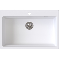 ABSOL 80 Biały zlewozmywak granitowy, 76×50x21,5cm Syfon Gratis Akcesoria