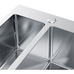 MASIVO 65 Stal Szczotkowana Zlewozmywak wpuszczany / FM 610x510 mm 1,5 komory ukryty przelew syfon manualny Save Space