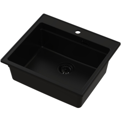 ABSOL 60 Czarny Full black zlewozmywak granitowy, 56×50x21,5cm Syfon Gratis Akcesoria
