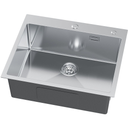 MASIVO 60 Stal Szczotkowana Zlewozmywak wpuszczany / FM 600x500 mm ukryty przelew syfon manualny Save Space