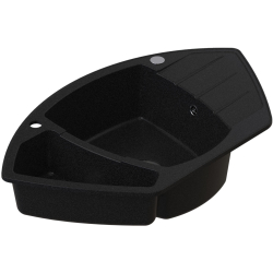 HORNET Zlew granitowy Czarny narożny 59×50x 21 cm Syfon Gratis