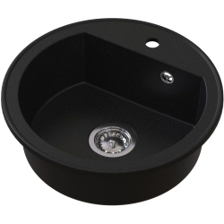 Ditto ring Czarny – zlewozmywak granitowy, Ø510x180mm Syfon Gratis