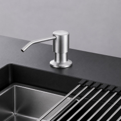 Dozownik płynu IRYS stal szczotkowana 350 ml, montowany w blat, napełnianie od góry, nowoczesny design