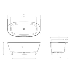 WANNA WOLNOSTOJĄCA DOLOMITOWA RENA 150 cm PRZYŚCIENNA + SYFON + KOREK KLIK-KLAK
