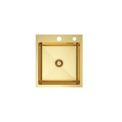 LINAR 40 Zlewozmywak PVD Złoty wpuszczany 400x450 mm przelew standardowy syfon manualny Save Space
