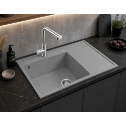 AXEL 160 K Szary – zlewozmywak granitowy, 790×500 Syfon Gratis