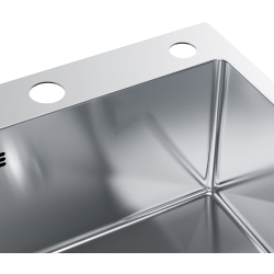 LINAR 120 P Zlewozmywak Stal Szczotkowana wpuszczany 620x480 mm ociekacz przelew standardowy syfon manualny Save Space