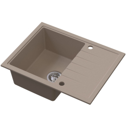 AXEL 120 Beżowy – zlewozmywak granitowy, 650×500 mm Syfon Gratis