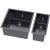 STELIO 50 – zlewozmywak podwieszany 440×440 mm PVD GRAFIT HQ, ukryty przelew, syfon save space