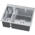 MASIVO 65 Stal Szczotkowana Zlewozmywak wpuszczany / FM 610x510 mm 1,5 komory ukryty przelew syfon manualny Save Space